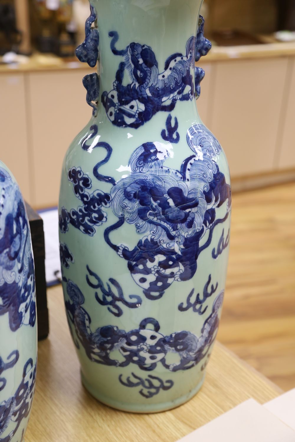 A pair of large Chinese vases depicting dog of Fo, height 61cm